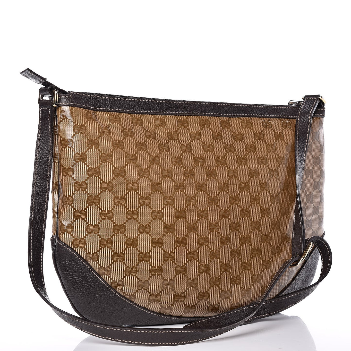 Crystal Monogram Large Half Moon Hobo Dark Brown