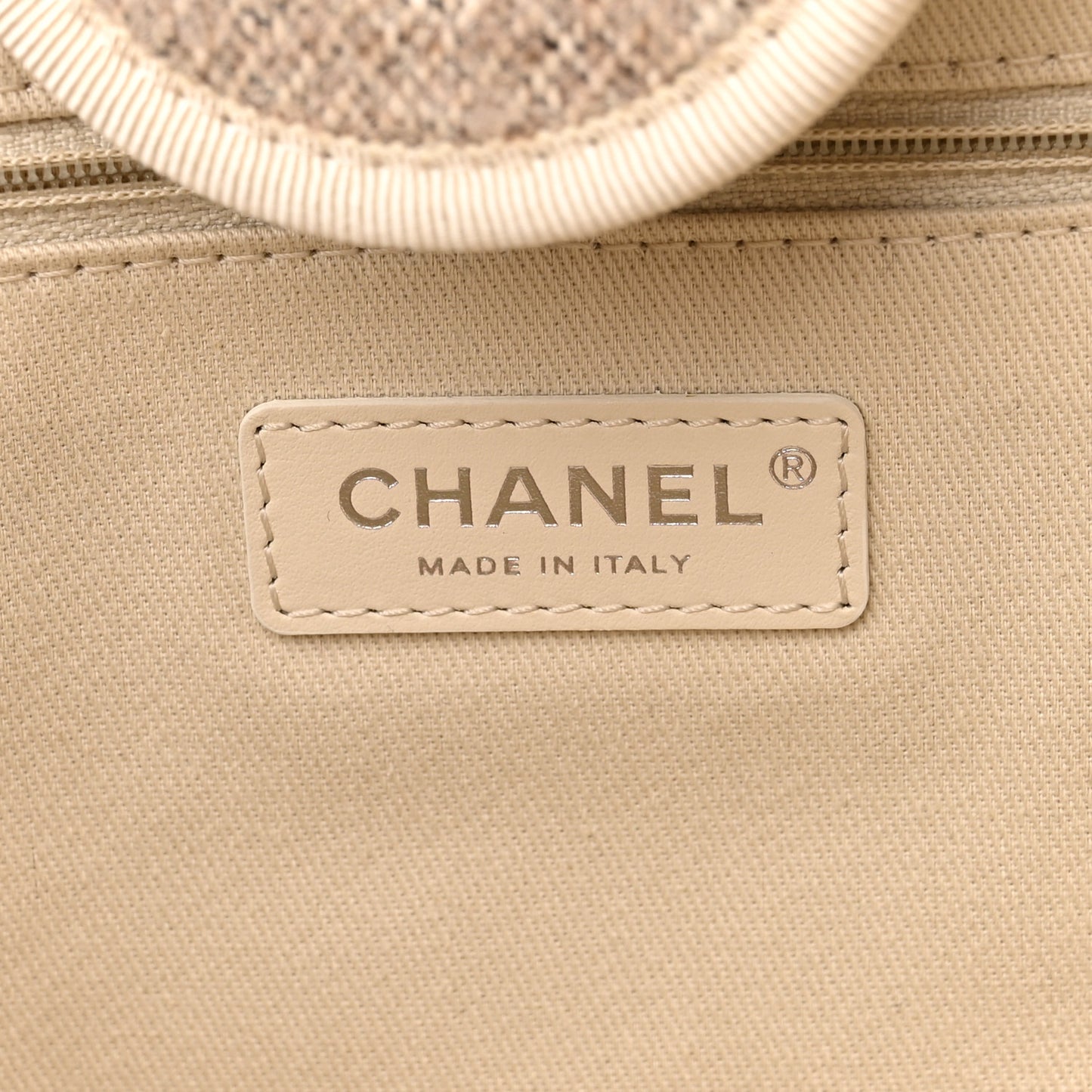 Mixed Fibers Calfskin Medium Deauville Tote Beige