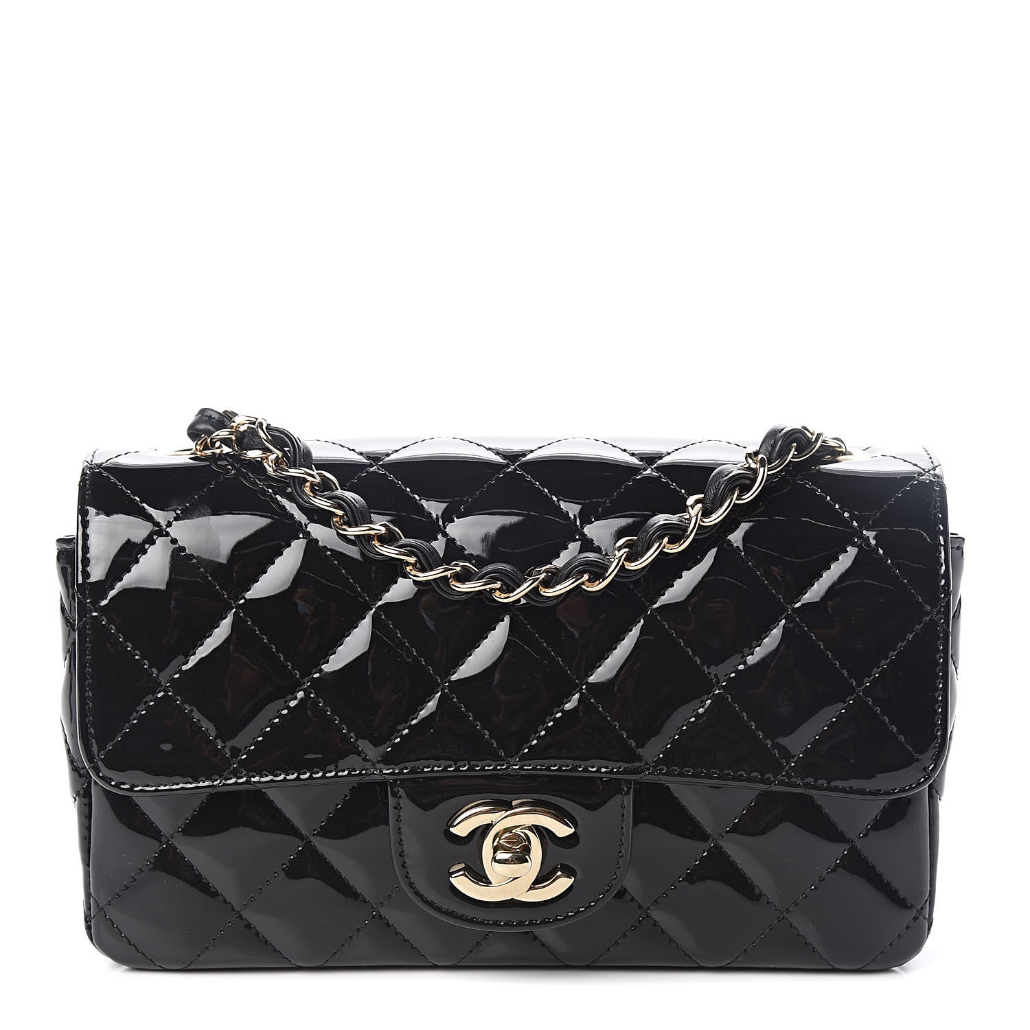 Chanel Patent Calfskin Quilted Mini Rectangular Flap Black 1 of 10