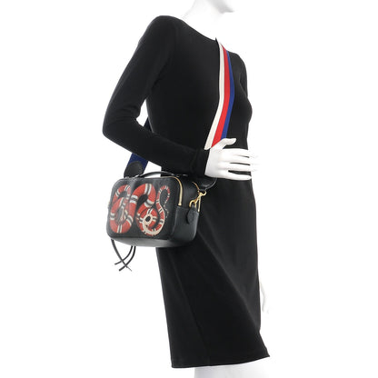 Gucci Grained Calfskin Sylvie Web Kingsnake Small Camera Bag Black Multicolor 2 of 8