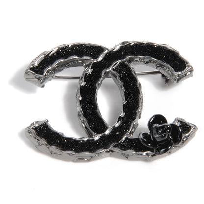 Chanel Enamel CC Camellia Brooch Black 1 of 5