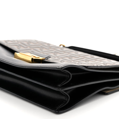 Fendi Vitello Liberty Bi-Color FF 1974 Embossed Chain Strap Kan U Shoulder Bag Black Maya 9 of 9