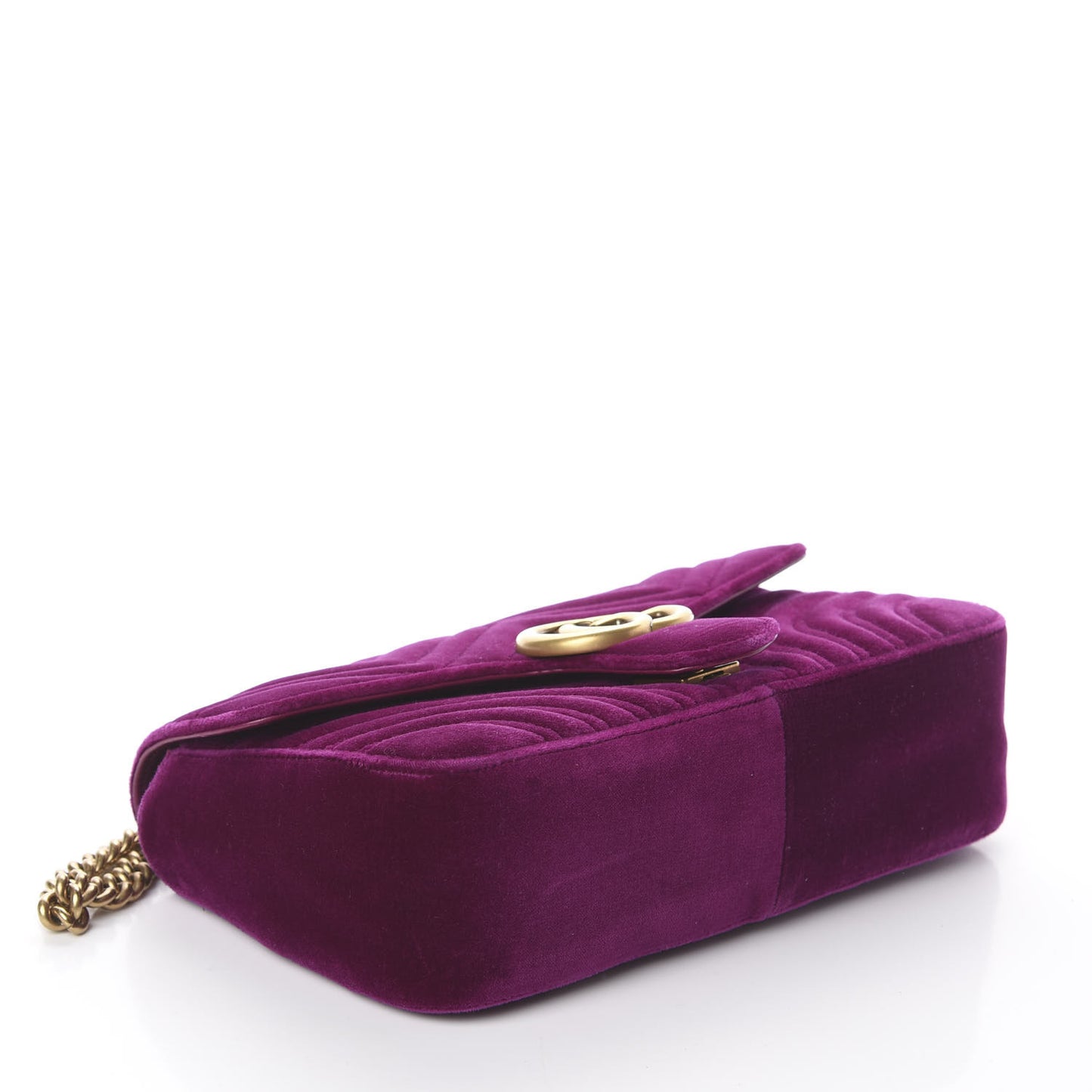 Velvet Matelasse Small GG Marmont Shoulder Bag Fuchsia Violet Cyclamen