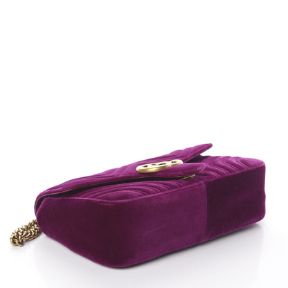 Gucci Velvet Matelasse Small GG Marmont Shoulder Bag Fuchsia Violet Cyclamen 3 of 8