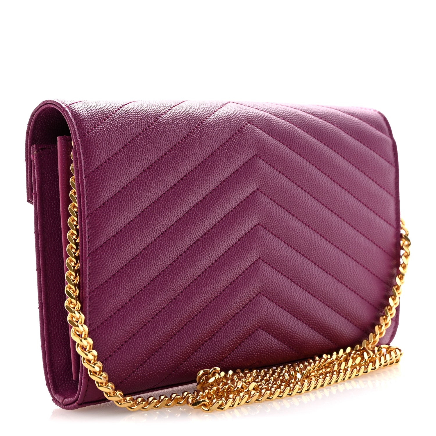 Saint Laurent Grain De Poudre Matelasse Chevron Monogram Chain