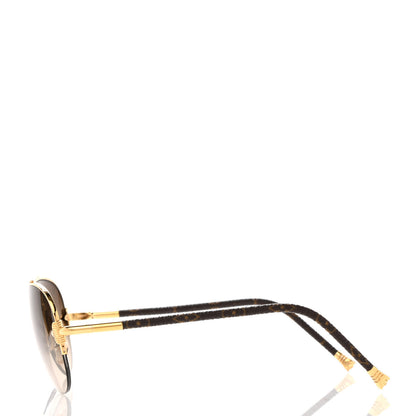 Louis Vuitton Monogram Petite Viola Pilote Aviator Sunglasses Z0571U Brown 3 of 10