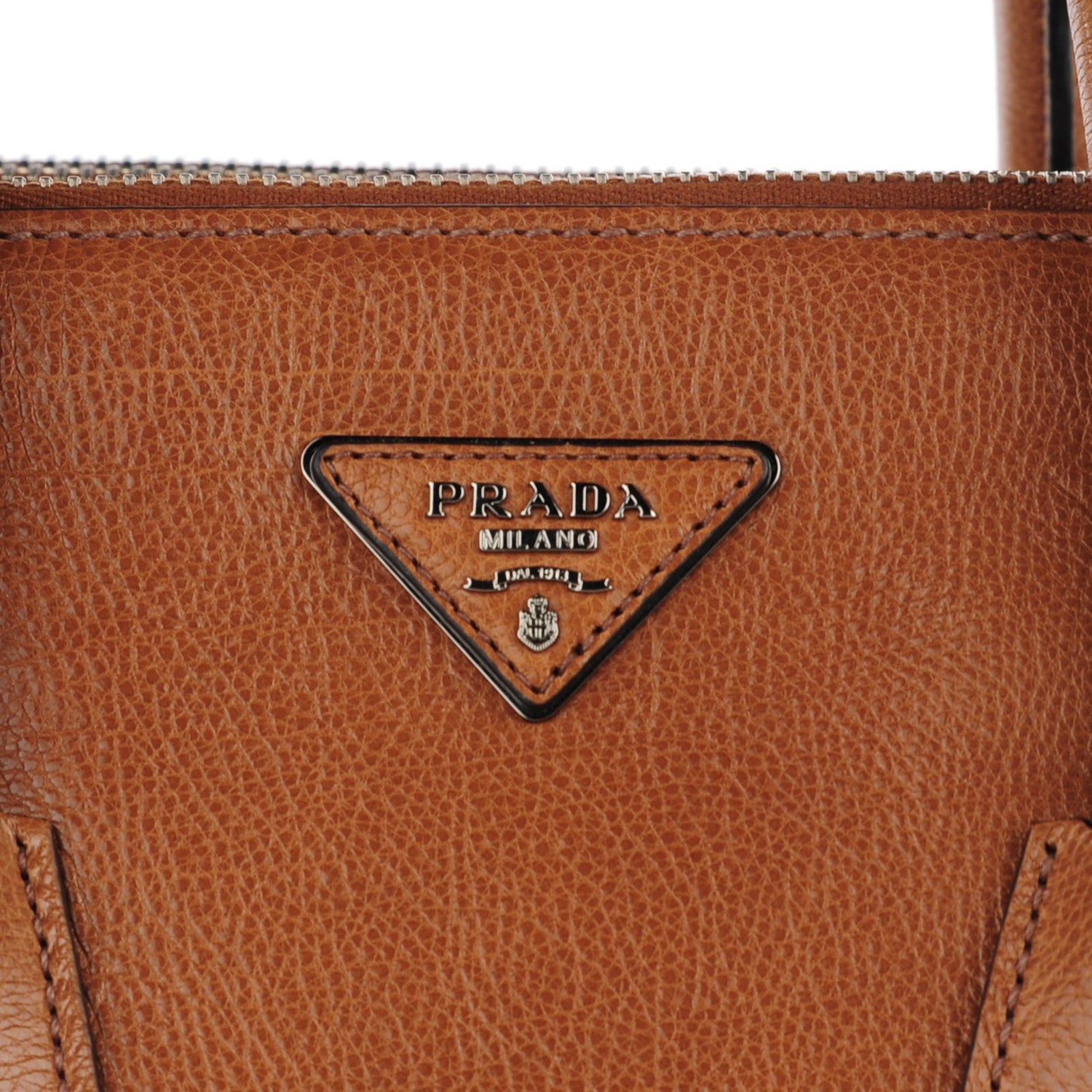 Prada Glace Calf Twin Pocket Tote Cannella 10 of 12