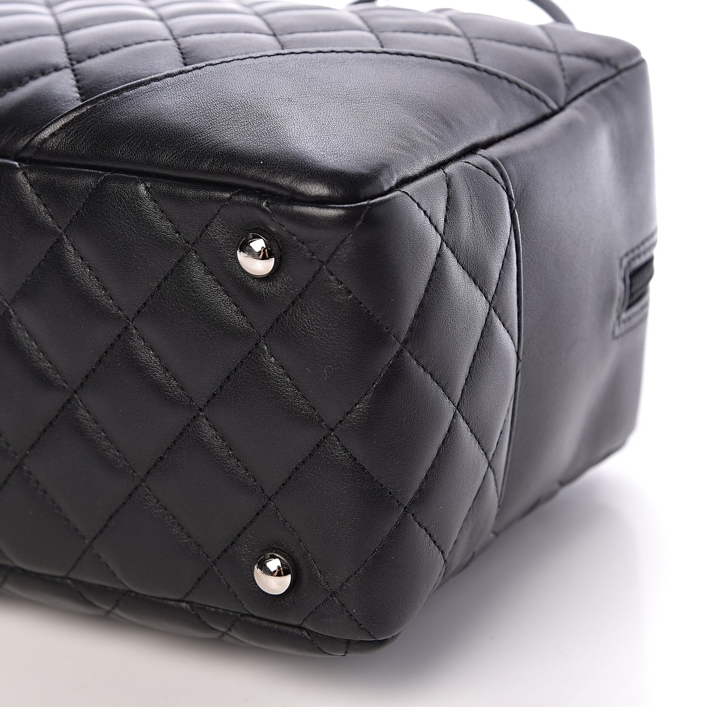 Calfskin Quilted Large Cambon Bowler Black White