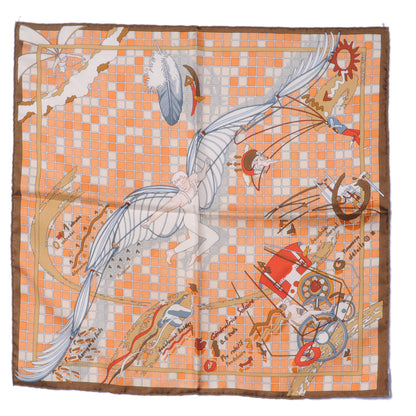 Hermes Silk Reves et Raisons Remiges de Fuite Pocket Square Scarf 2 of 5