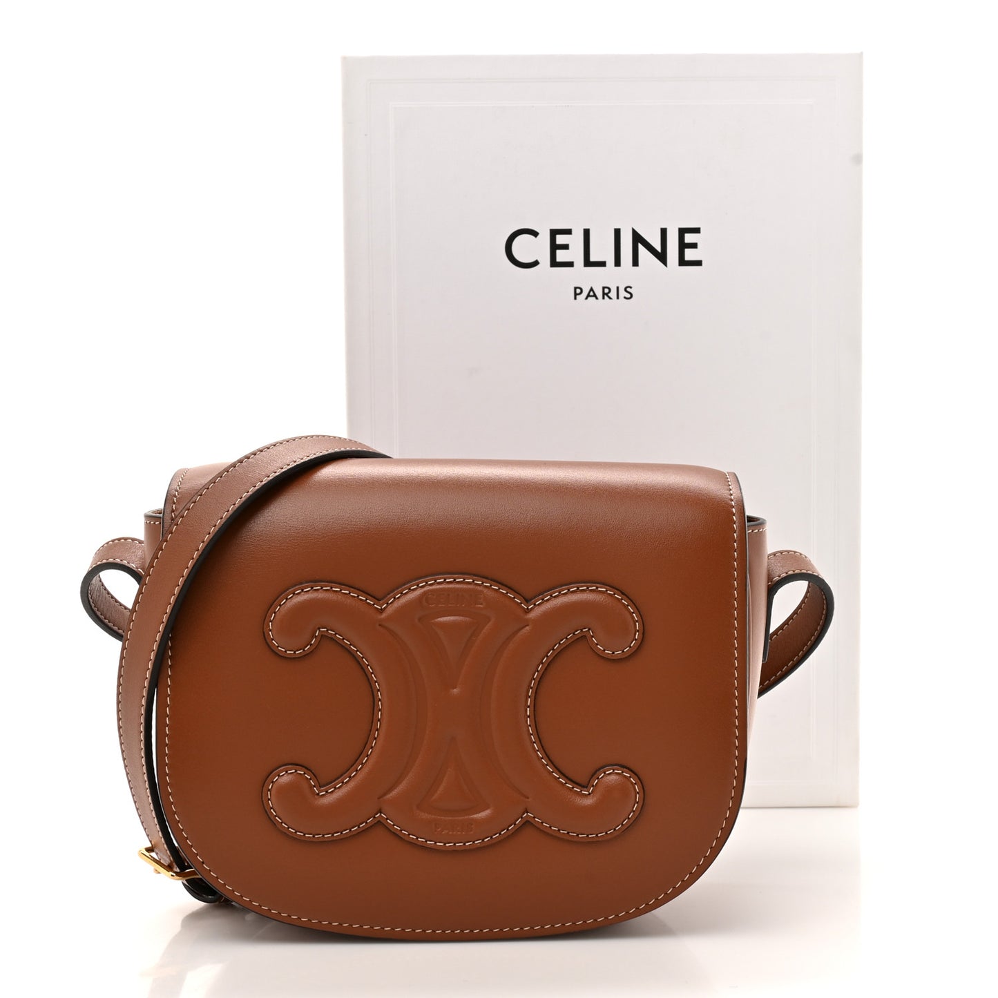 Smooth Calfskin Cuir Triomphe Folco Crossbody Bag Tan