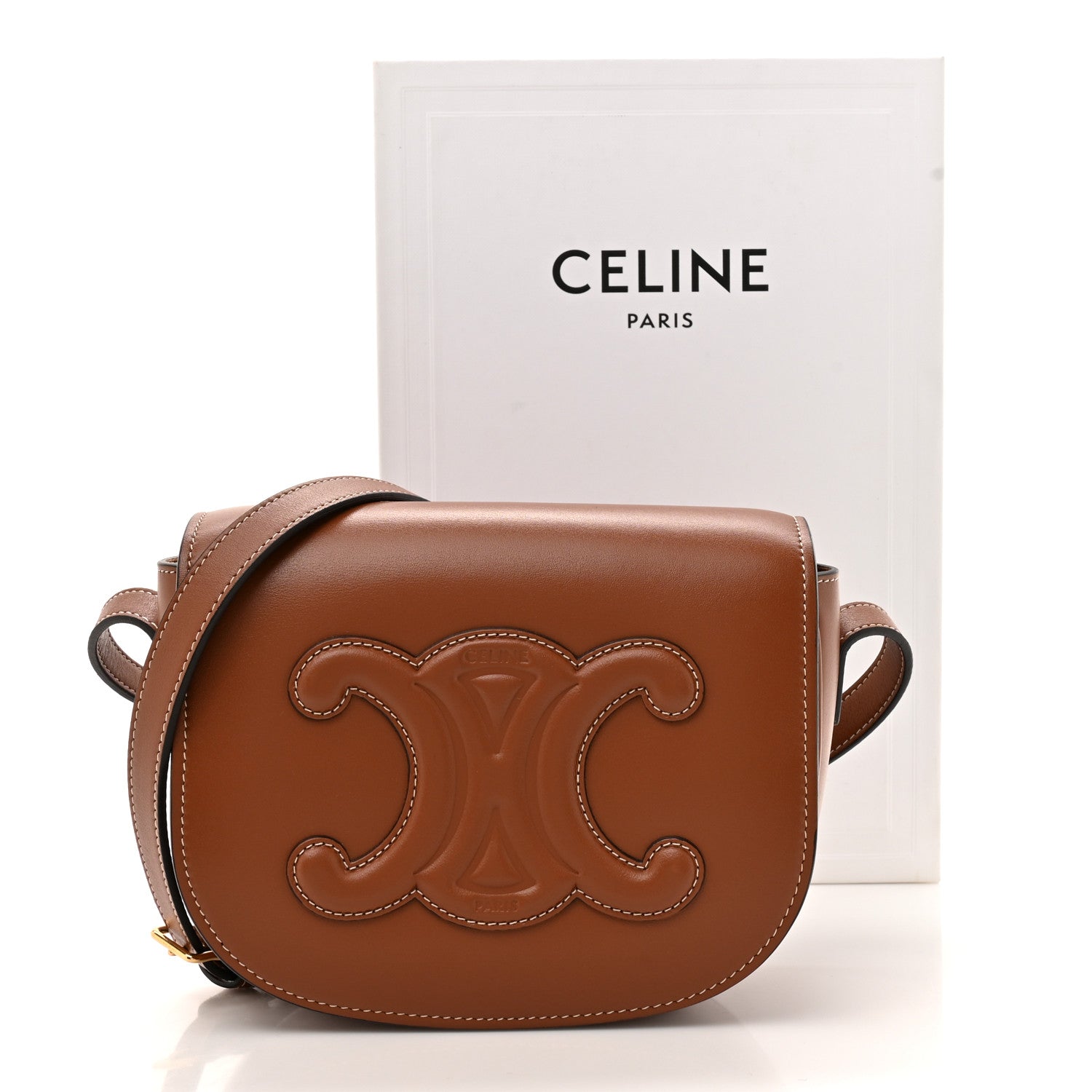 Celine Smooth Calfskin Cuir Triomphe Folco Crossbody Bag Tan 11 of 11