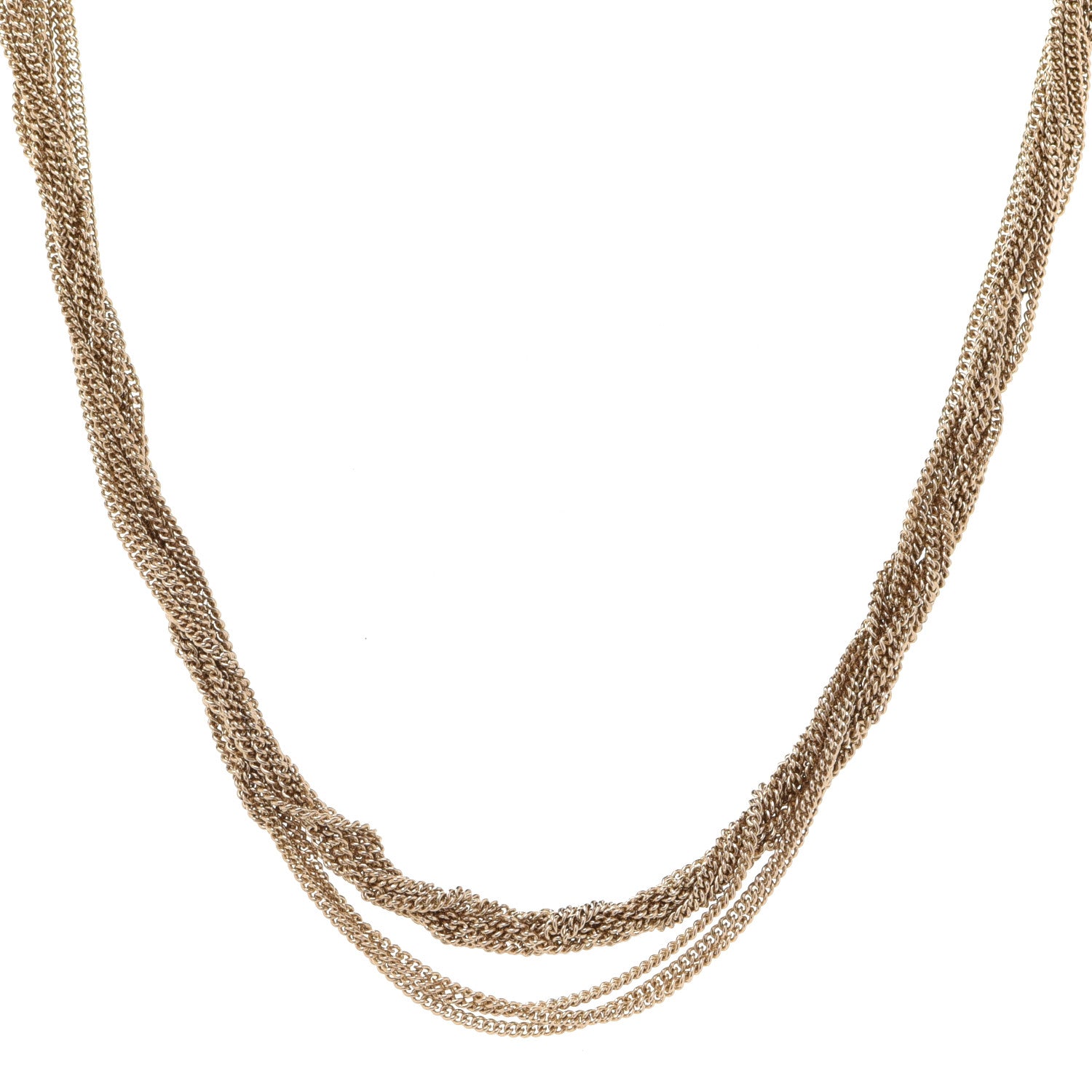 Saint Laurent Lou Lou Twisted Chains Necklace Gold 1 of 5