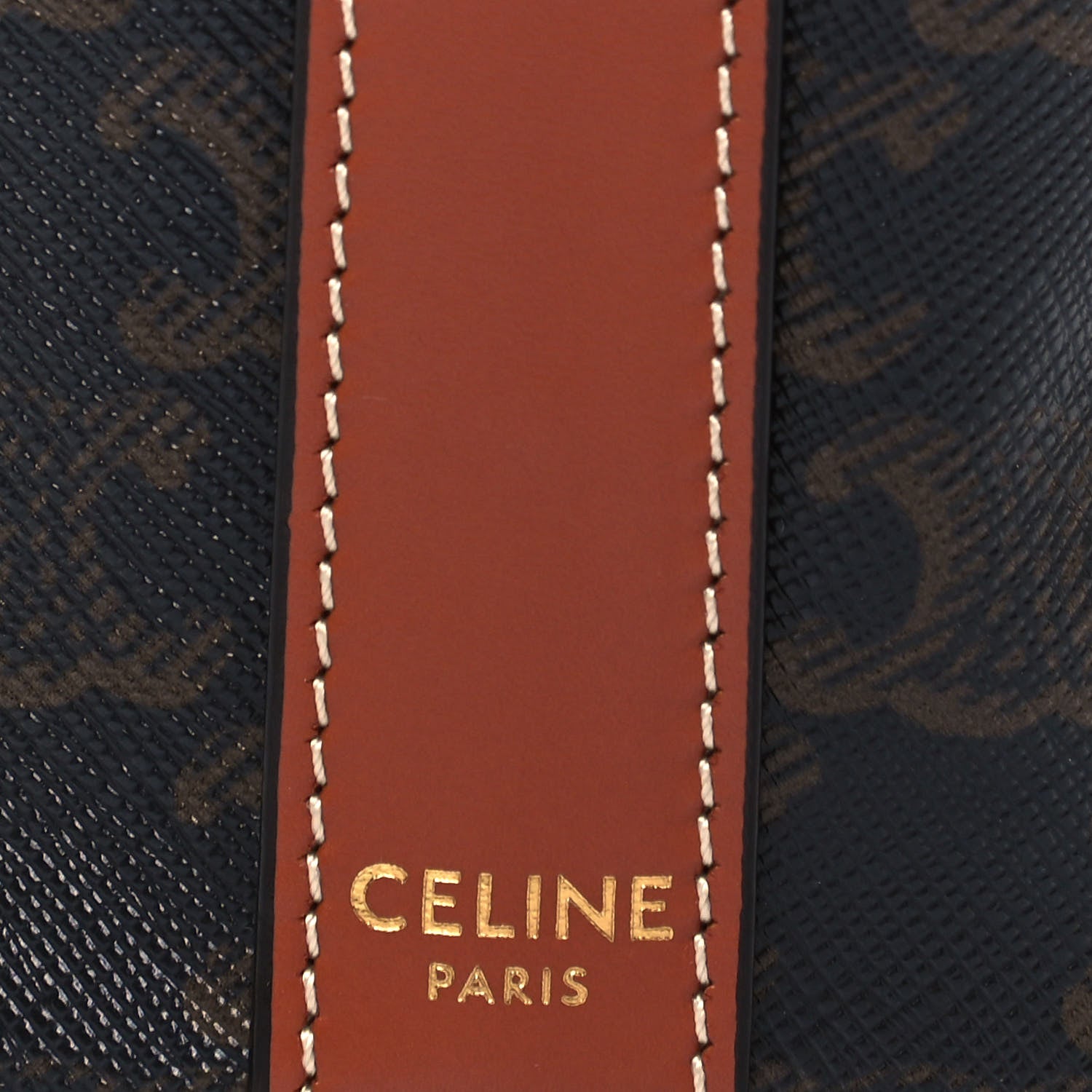 Celine Triomphe Canvas Calfskin Small Drawstring Bucket Bag Tan 9 of 9
