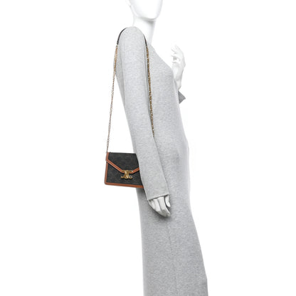 Celine Triomphe Canvas Calfskin Margo Wallet on Chain Tan 2 of 10