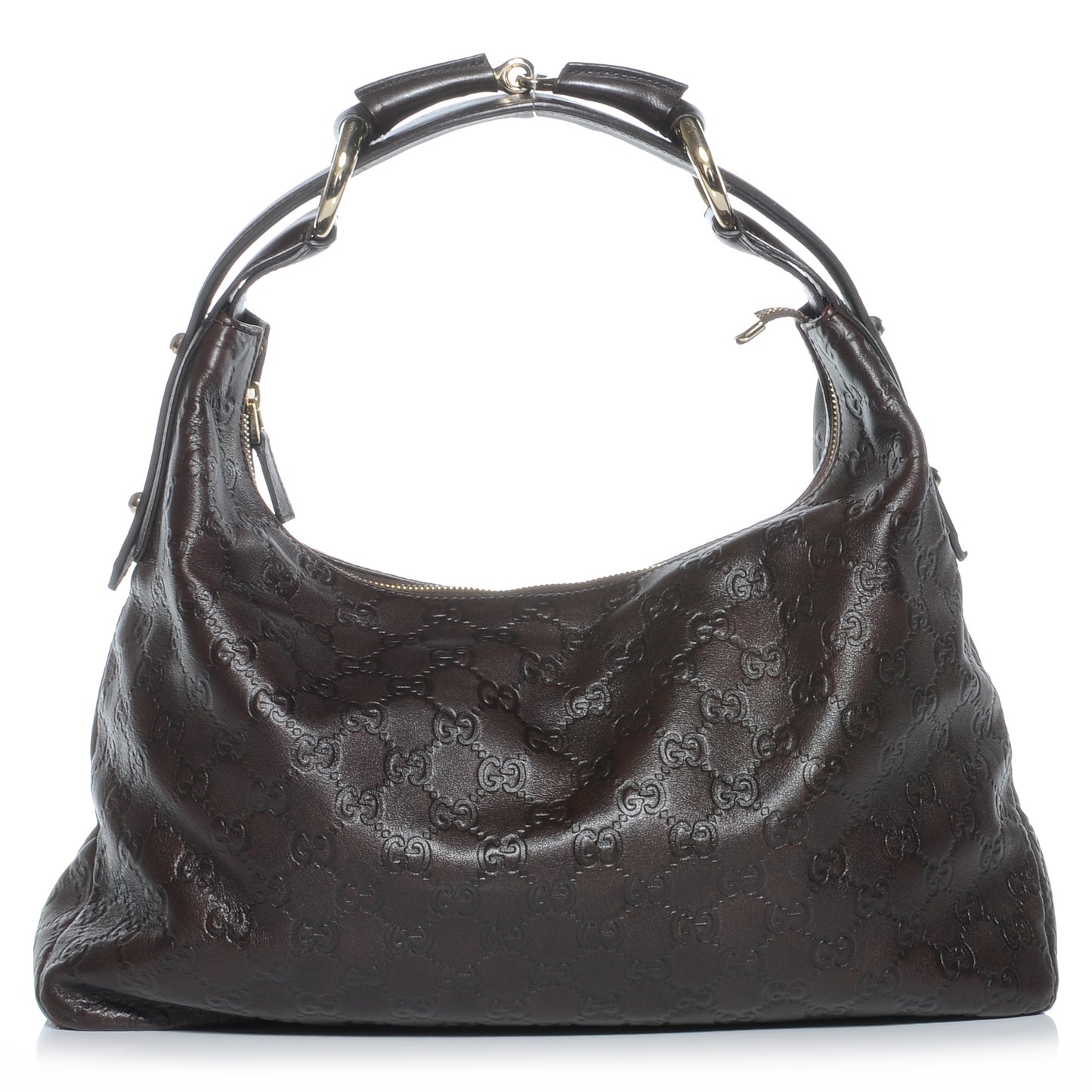 Guccissima Medium Horsebit Chain Hobo Brown