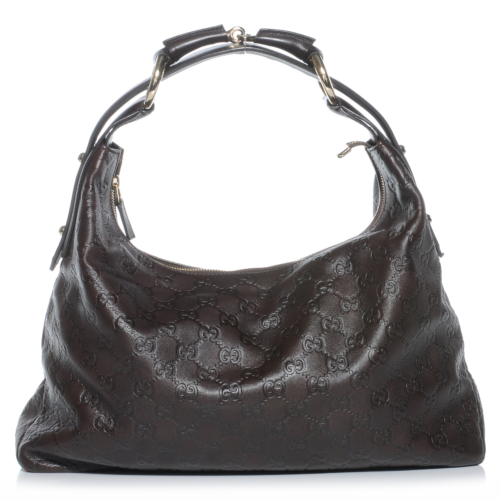 Gucci Guccissima Medium Horsebit Chain Hobo Brown 1 of 7