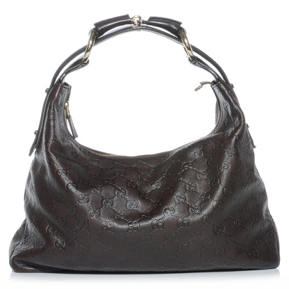 Gucci Guccissima Medium Horsebit Chain Hobo Brown 1 of 7
