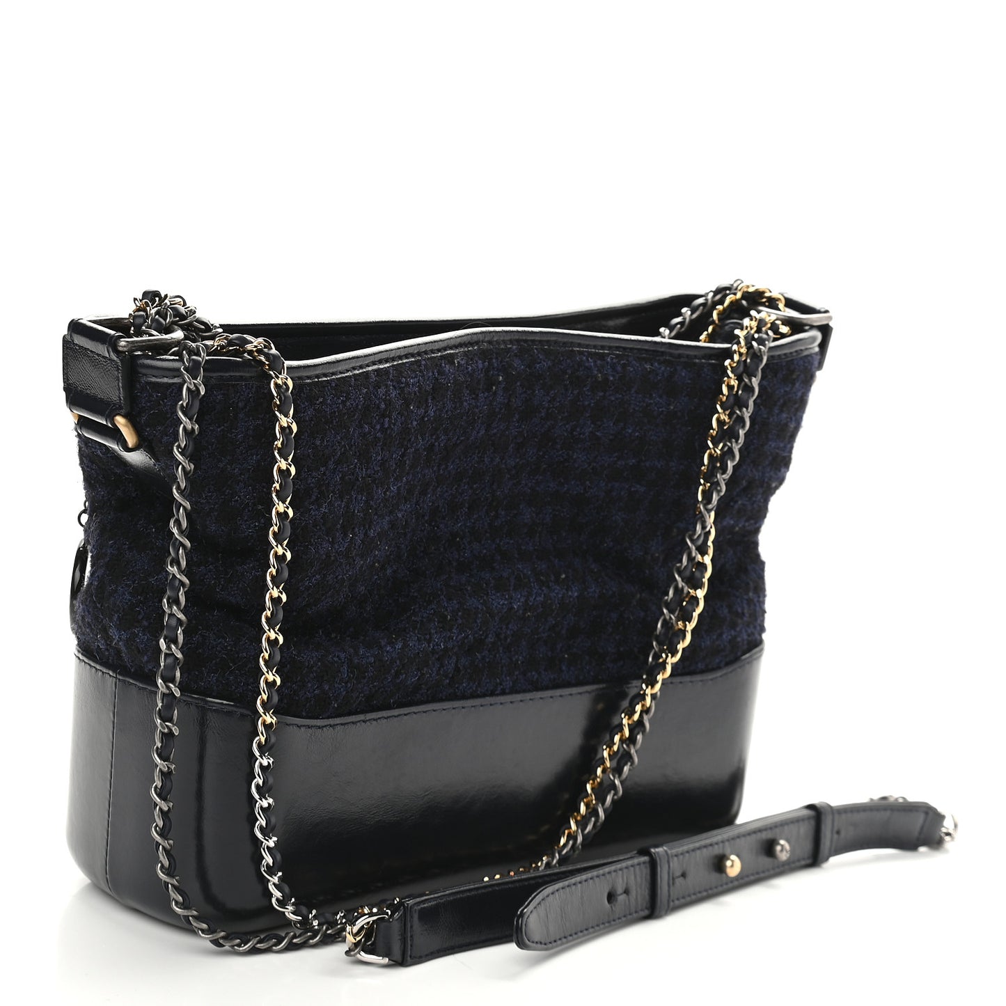 Tweed Calfskin Quilted Medium Gabrielle Hobo Black Blue