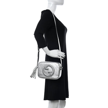 Gucci Metallic Sakai Be Green Calfskin Diagonal Stitched Small Blondie Shoulder Bag Silver 2 of 10