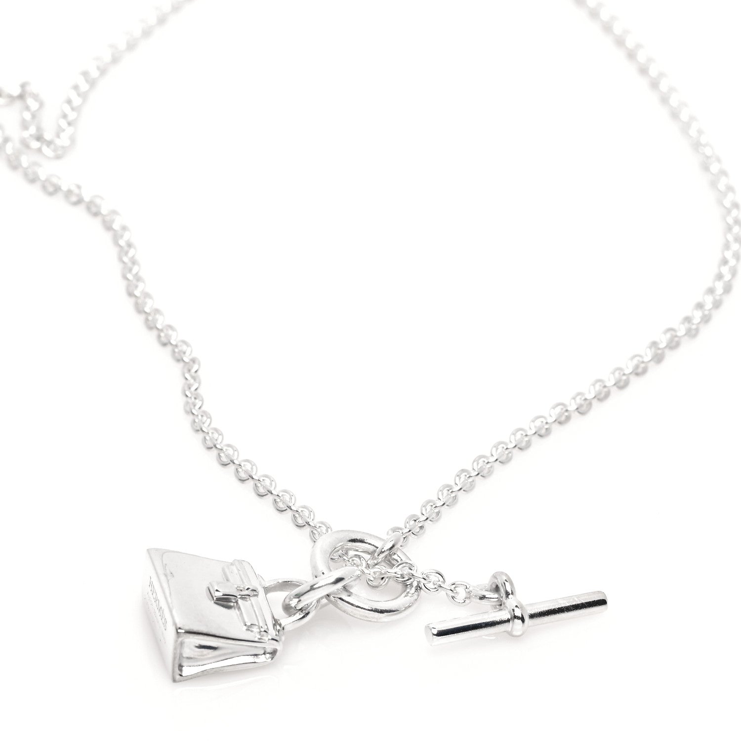 Hermes Sterling Silver Kelly Charm Pendant Necklace 4 of 7