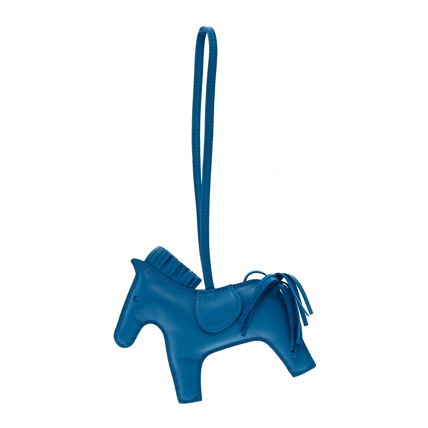 Hermes Milo Lambskin Grigri Rodeo Horse Bag Charm MM Bleu Zanzibar 1 of 4