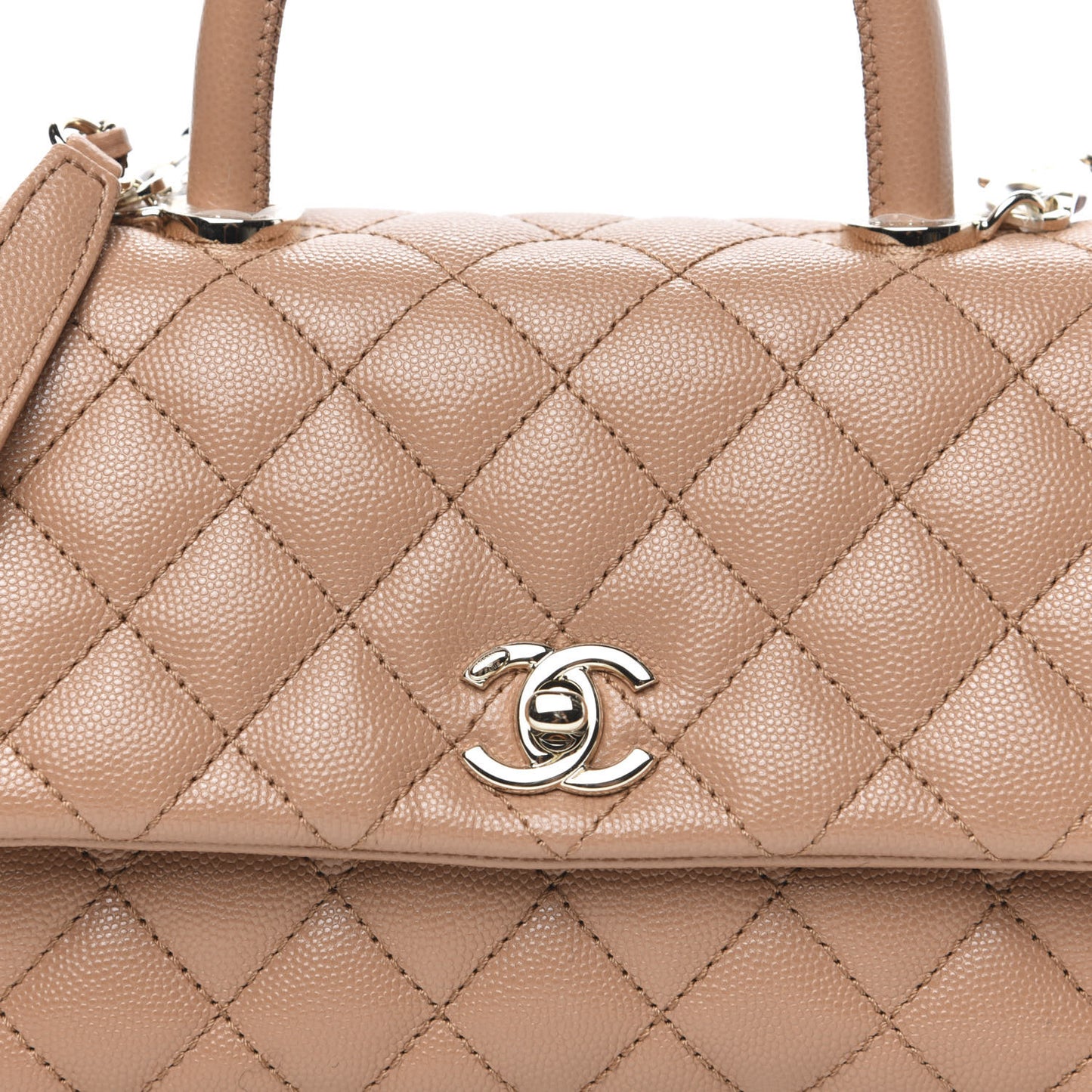 Caviar Quilted Mini Coco Handle Flap Brown
