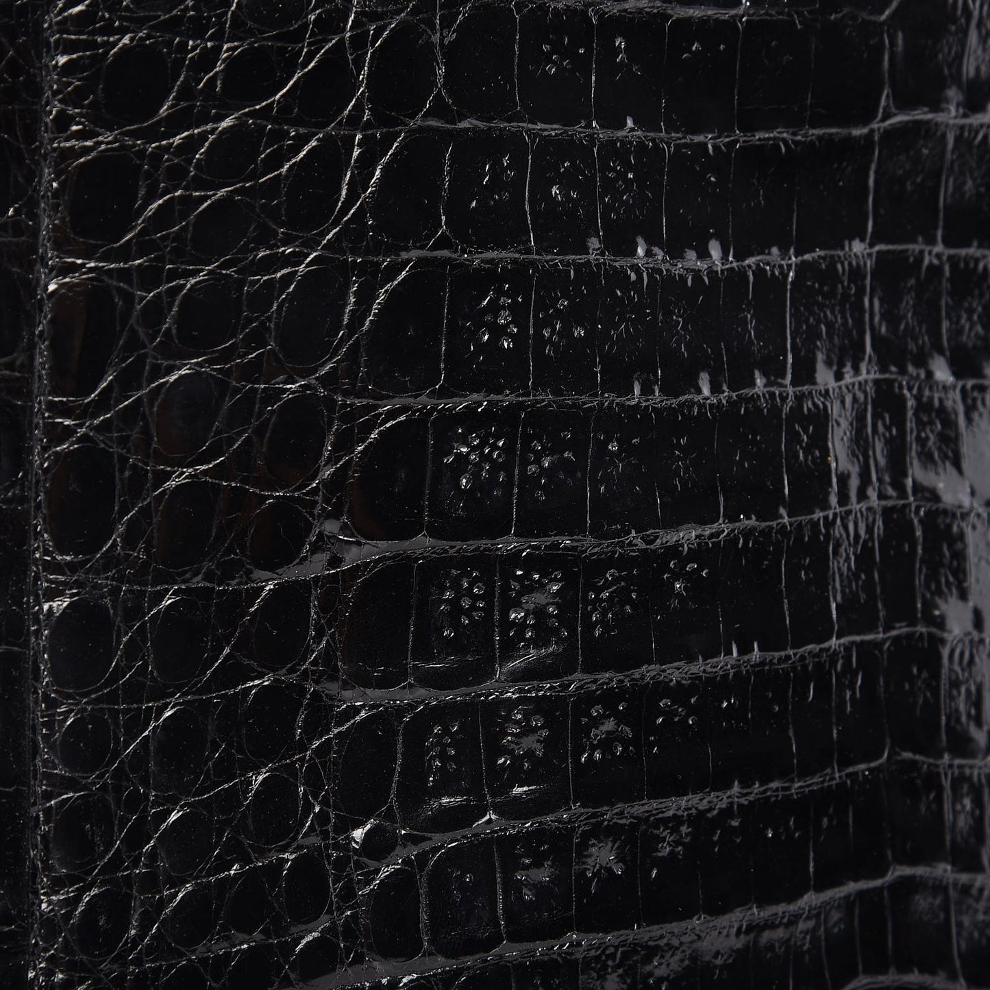Glossy Crocodile Chain Tote Black