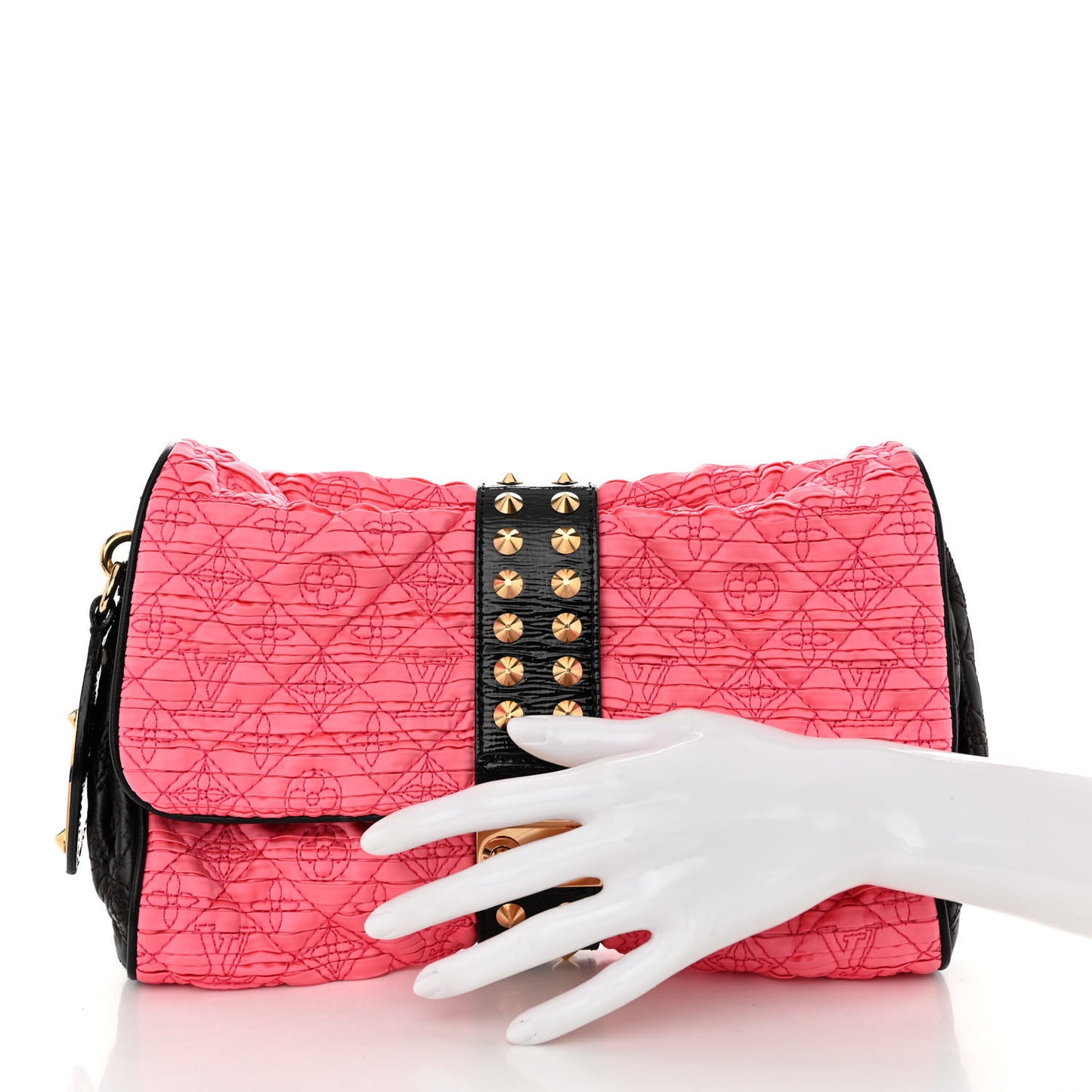 Satin Quilted Monogram Coquette Pochette Bunny Pink