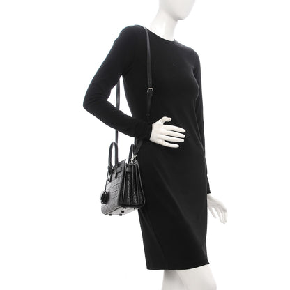 Saint Laurent Croc Calfskin Embossed Nano Sac De Jour Black 2 of 12