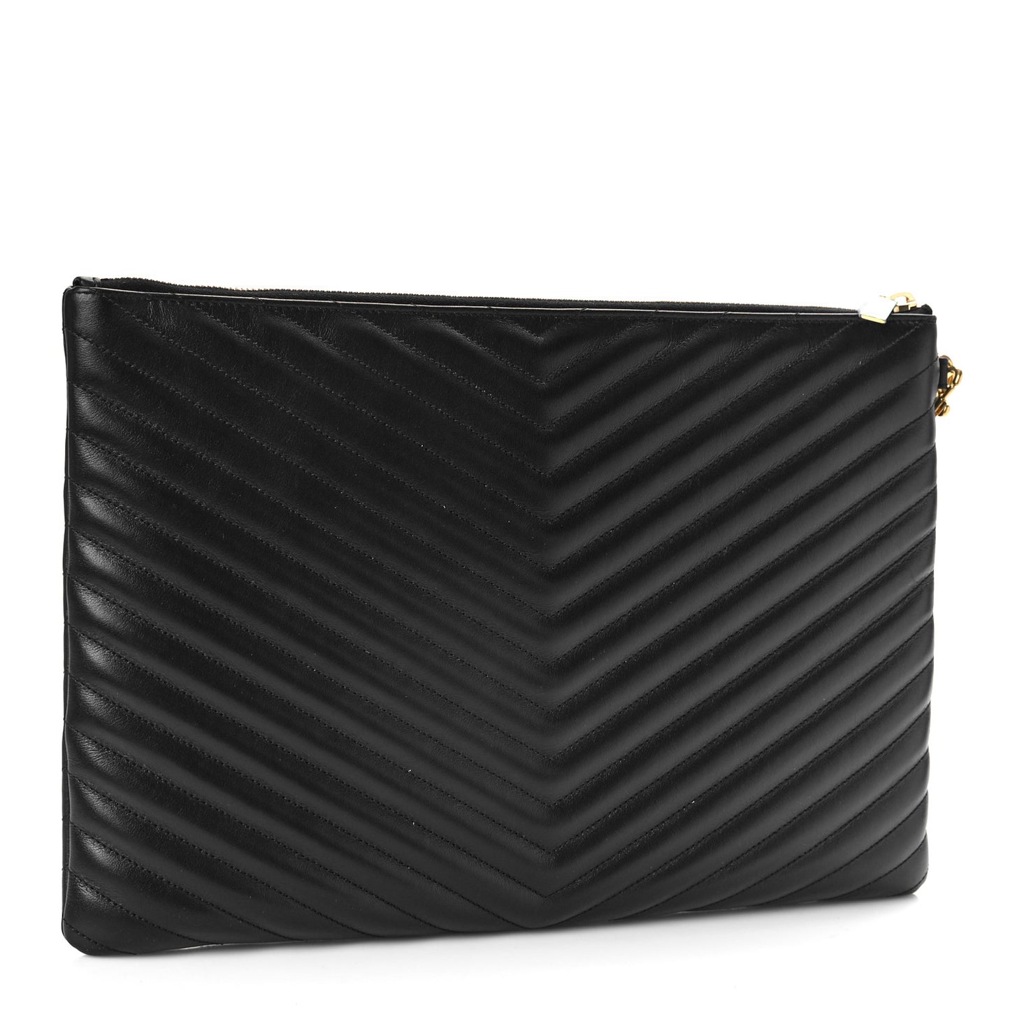 Calfskin Matelasse Chevron Monogram Document Holder Black
