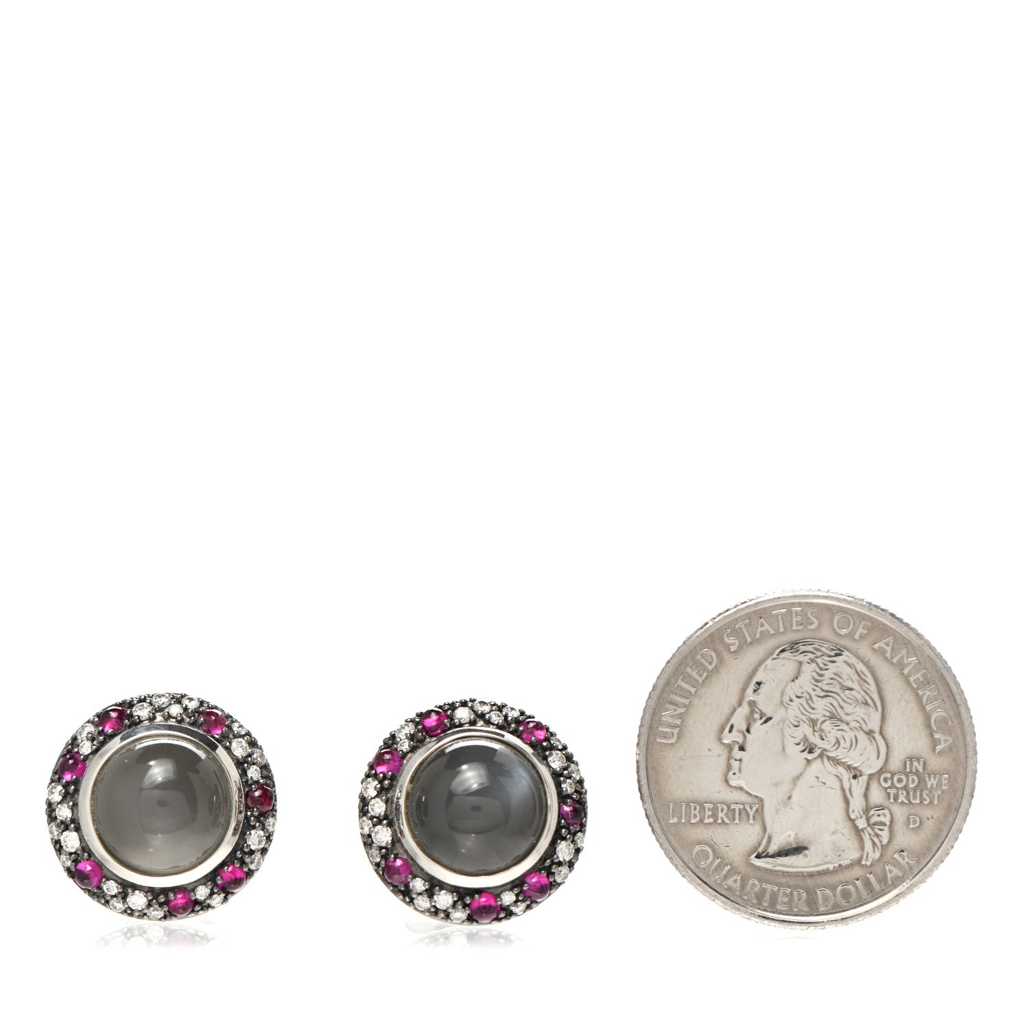 David Yurman Sterling Silver Diamond Ruby Moonstone Midnight Melange Earrings 2 of 5