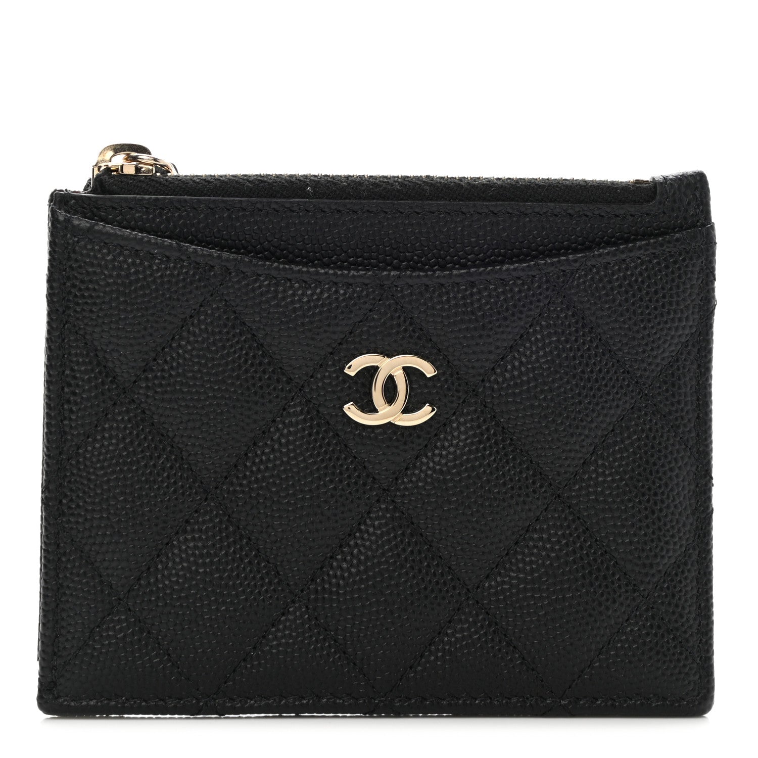 Chanel Caviar Quilted CC Zip Card Holder Black 1 of 7
