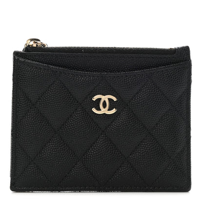 Chanel Caviar Quilted CC Zip Card Holder Black 1 of 7