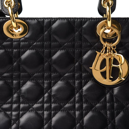 Christian Dior Lambskin Cannage Medium Lady Dior Black 11 of 11