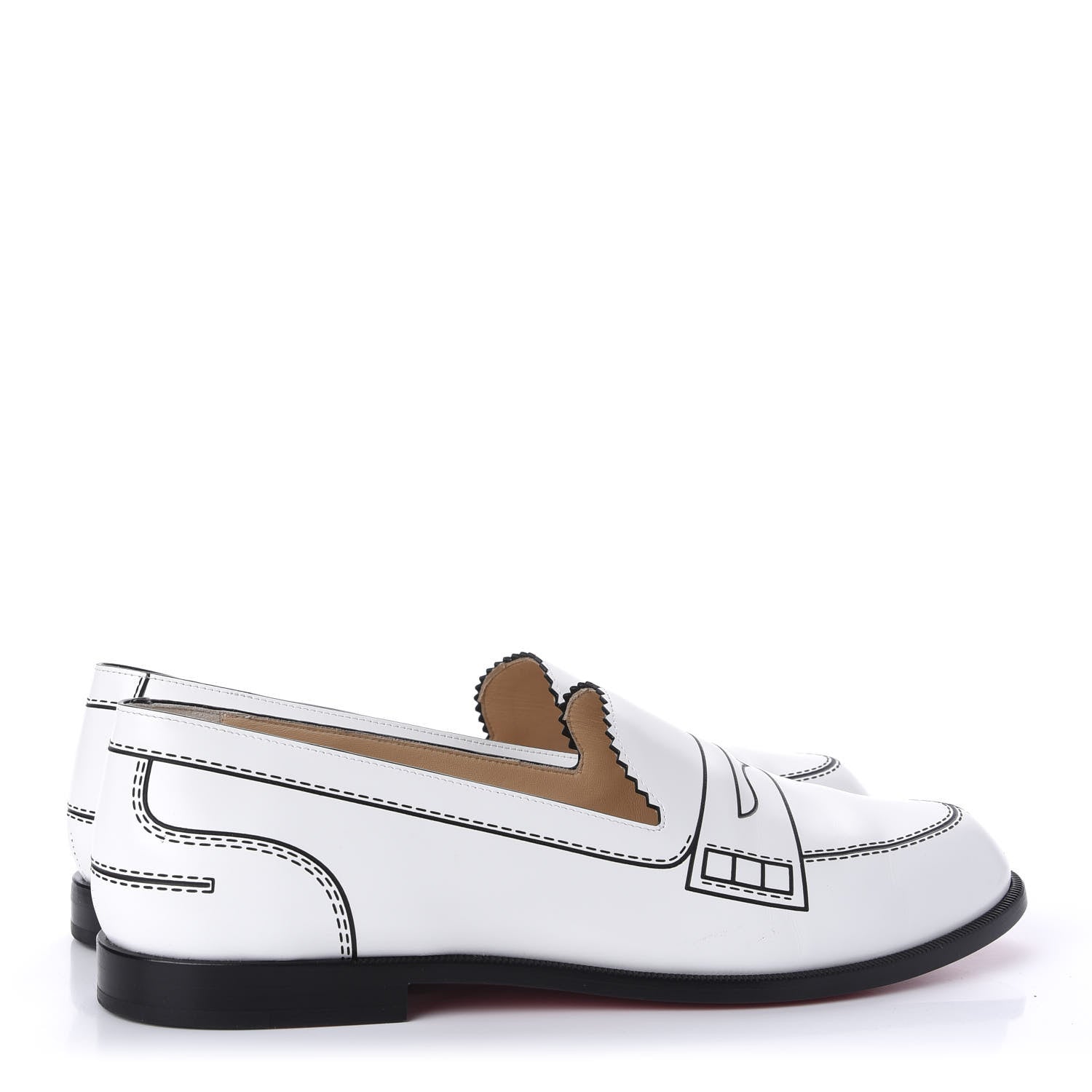 Christian Louboutin Calfskin Women Mocalaureat Tromp L'oeil Loafers 38.5 White 4 of 9