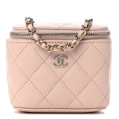 Chanel Caviar Quilted Mini Vanity Case With Chain Light Beige 1 of 7