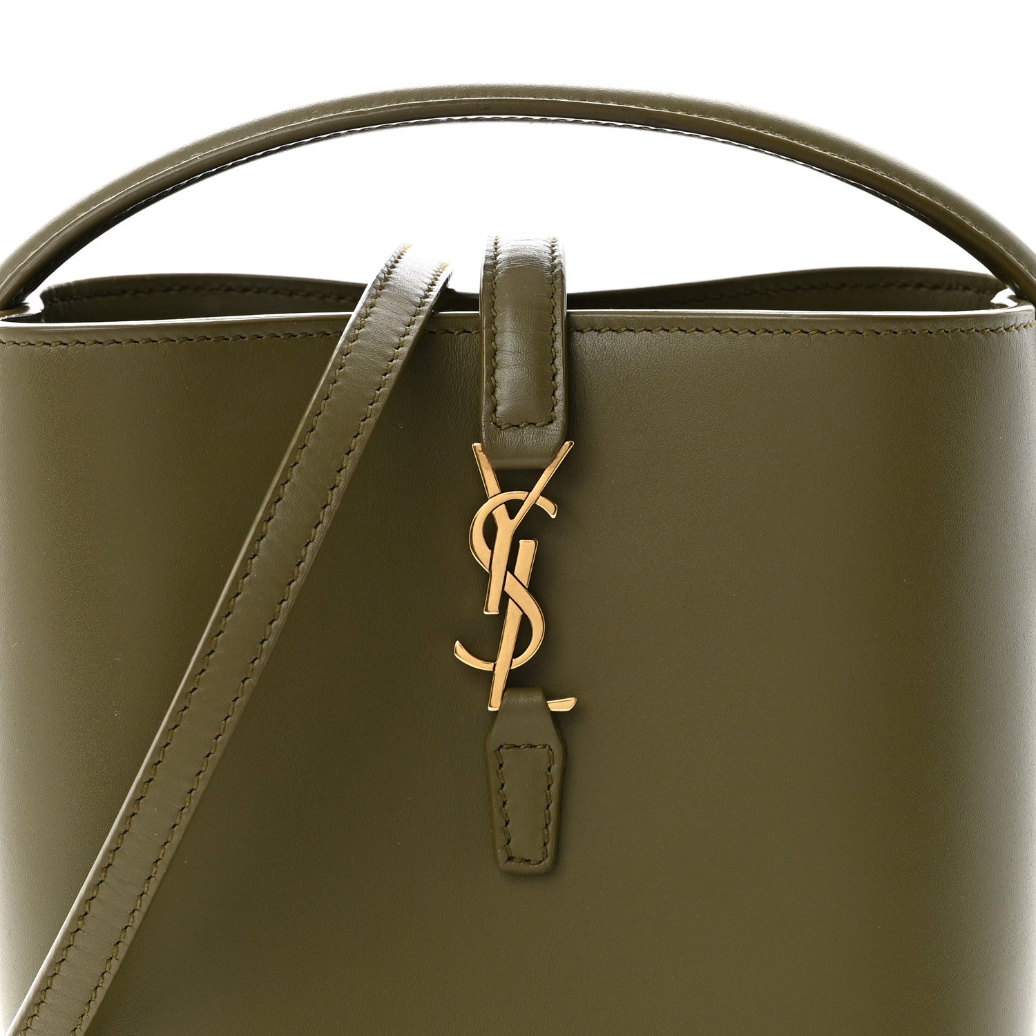 Saint Laurent Shiny Calfskin Le 37 Mini Bucket Bag Strong Moss 7 of 9