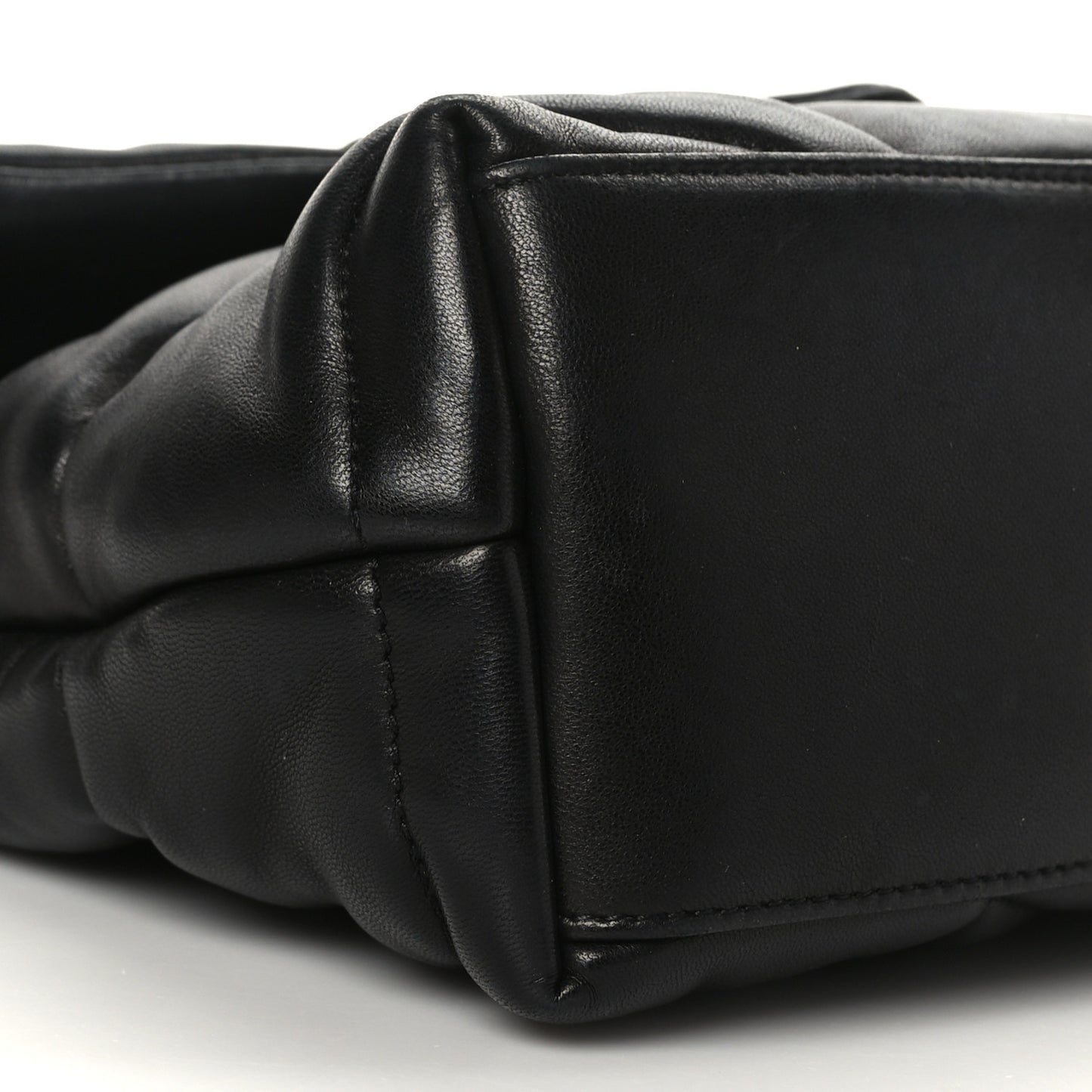 Lambskin Quilted Small Loulou Puffer Monogram Chain Satchel Black
