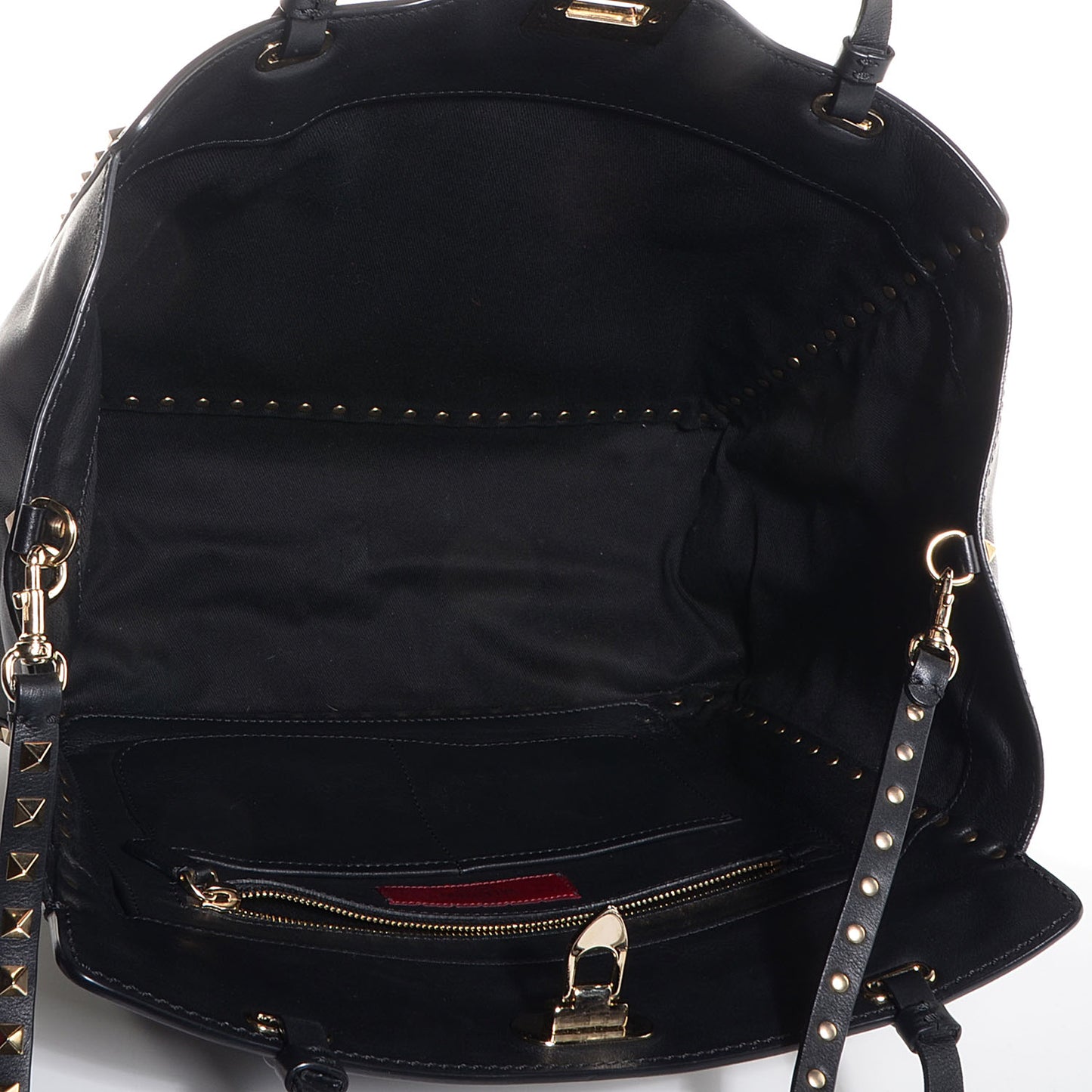 Vitello Medium Rockstud Tote Black