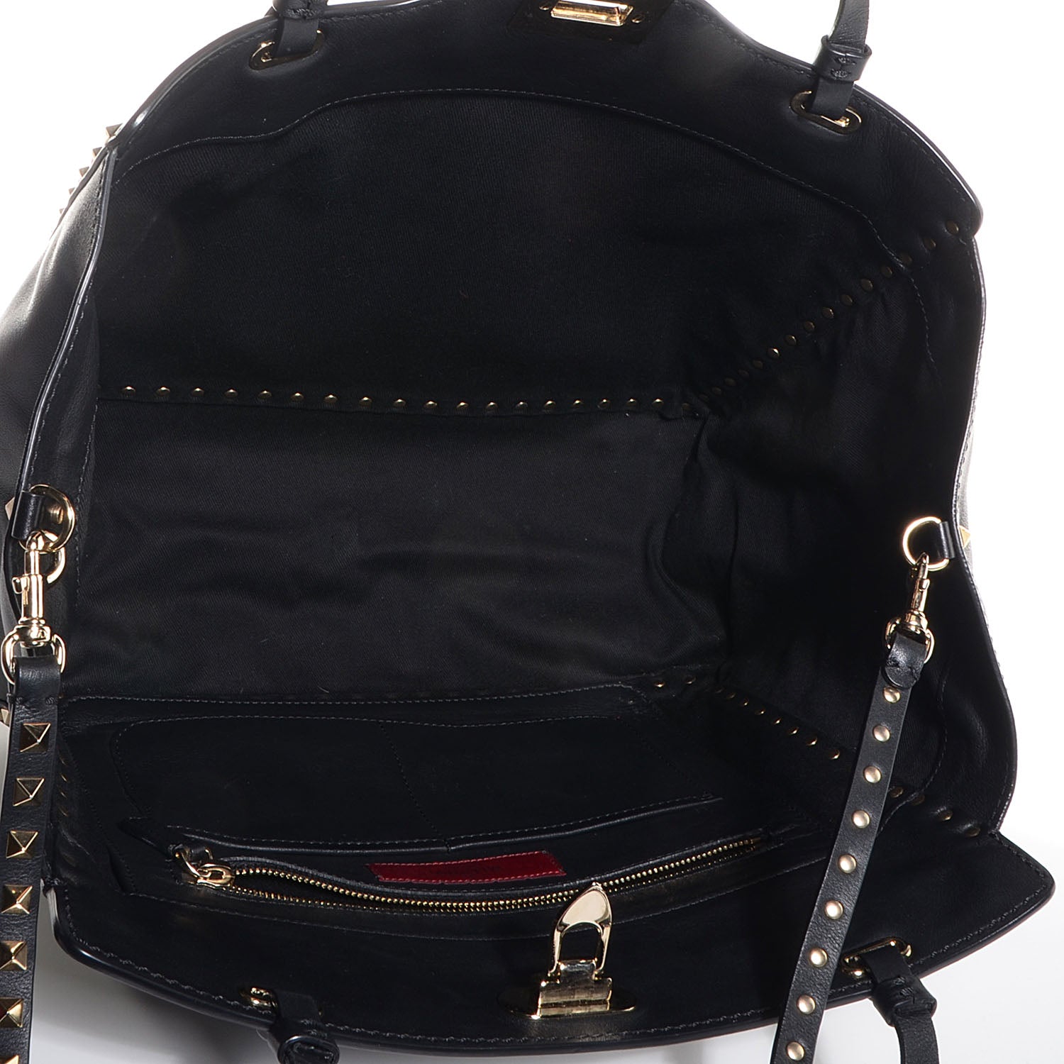 Valentino Garavani Vitello Medium Rockstud Tote Black 5 of 9