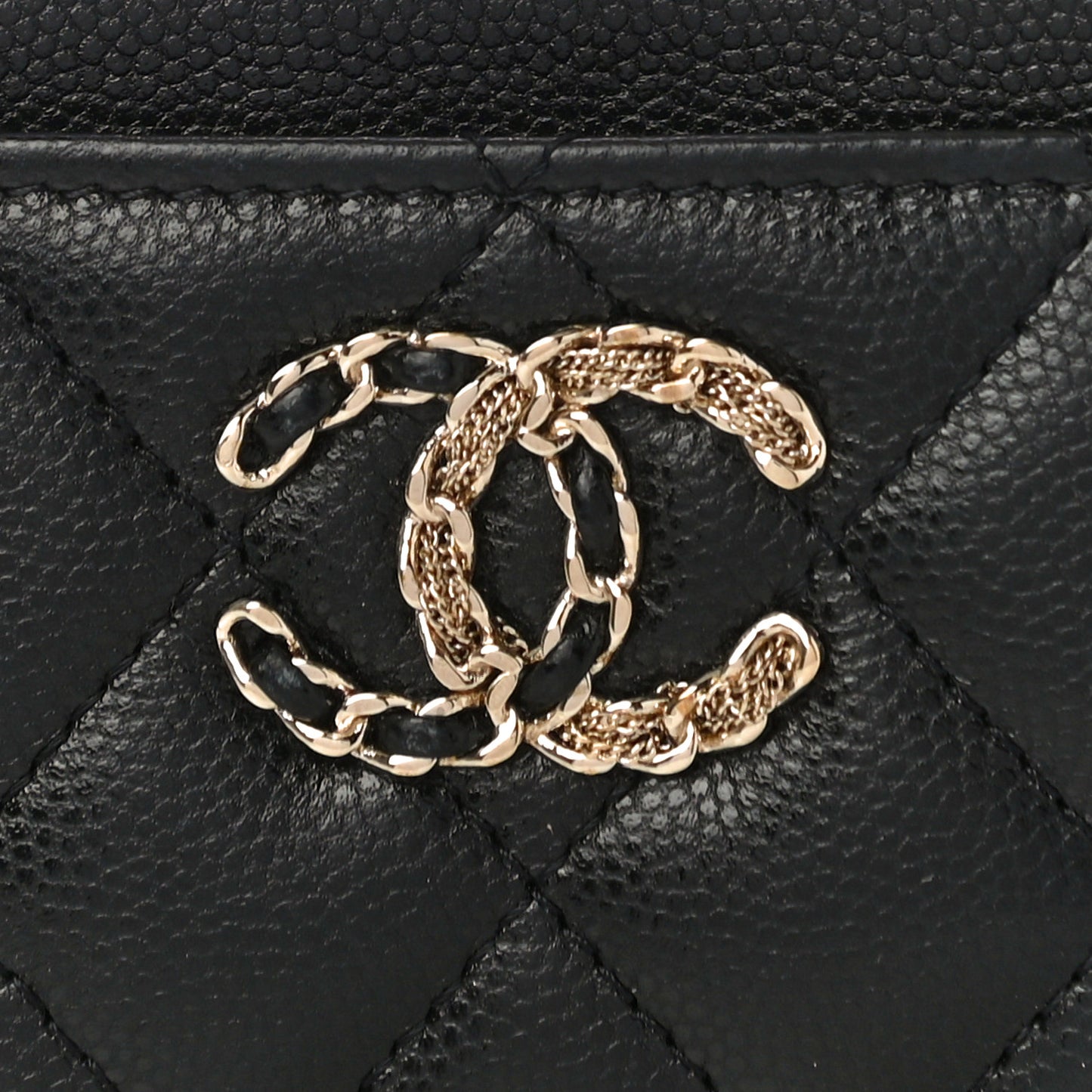 Caviar Quilted French New Wave Card Holder Black