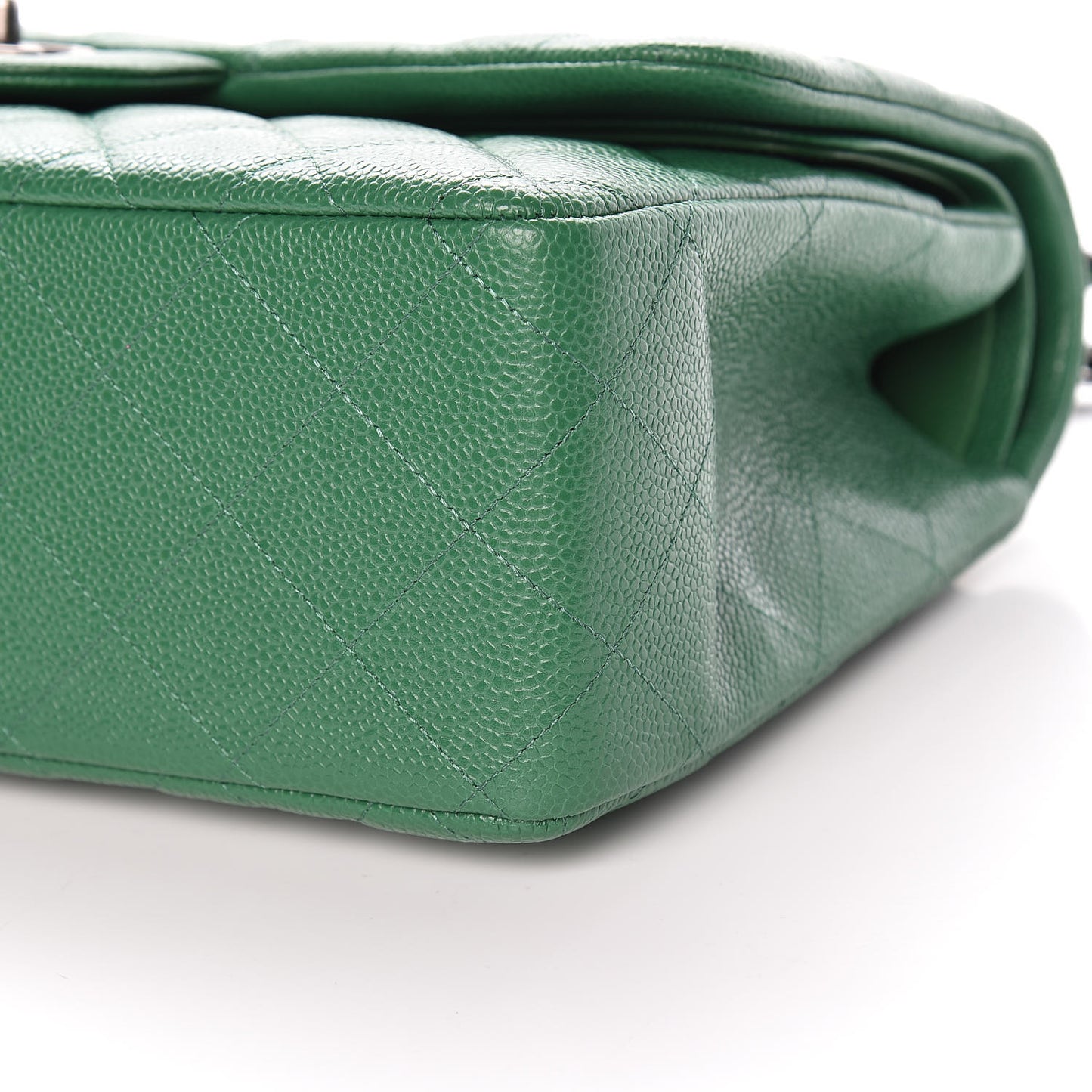 Caviar Quilted Jumbo Double Flap Green