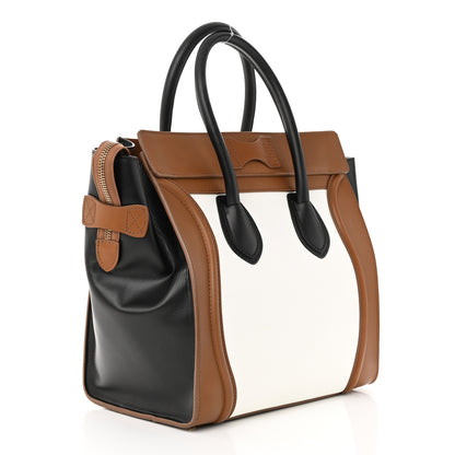 Celine Satin Calfskin Mini Tri-Color Luggage White Brown 3 of 13