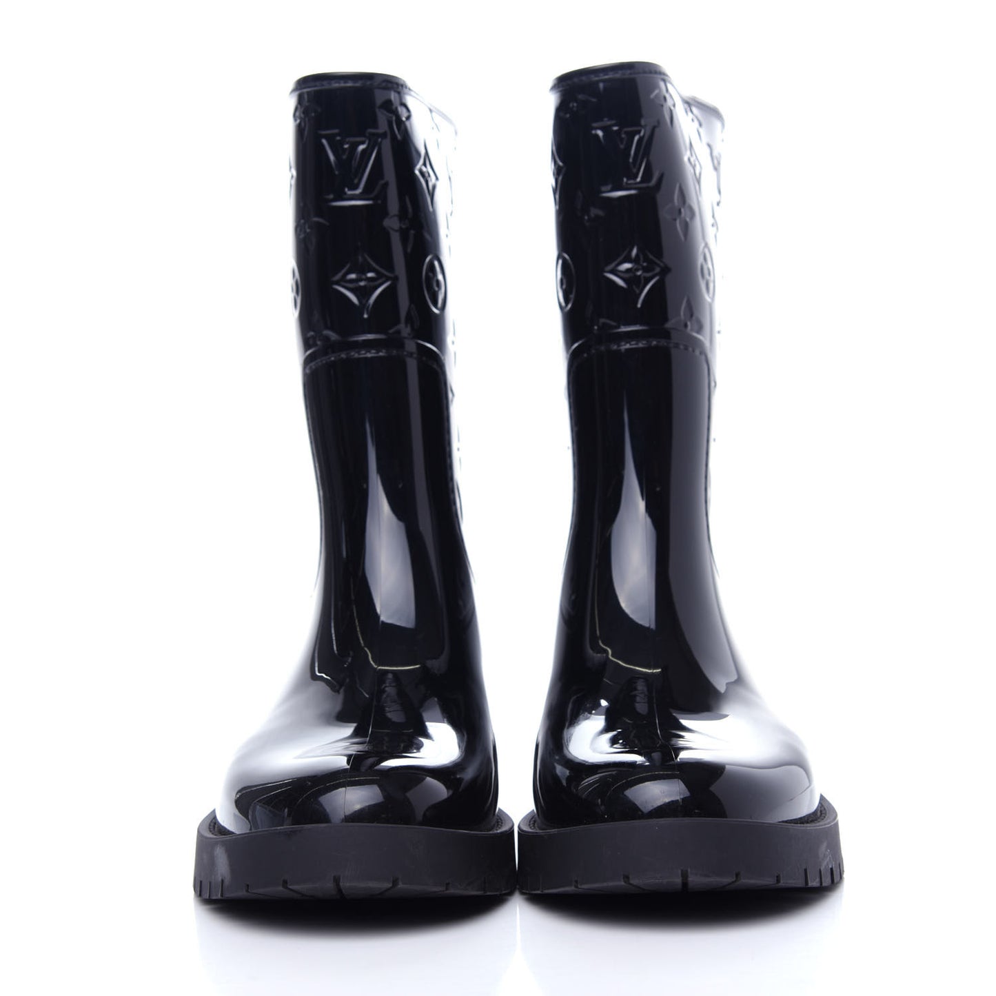 Rubber Embossed Monogram Drops Flat Half Boots 39 Black