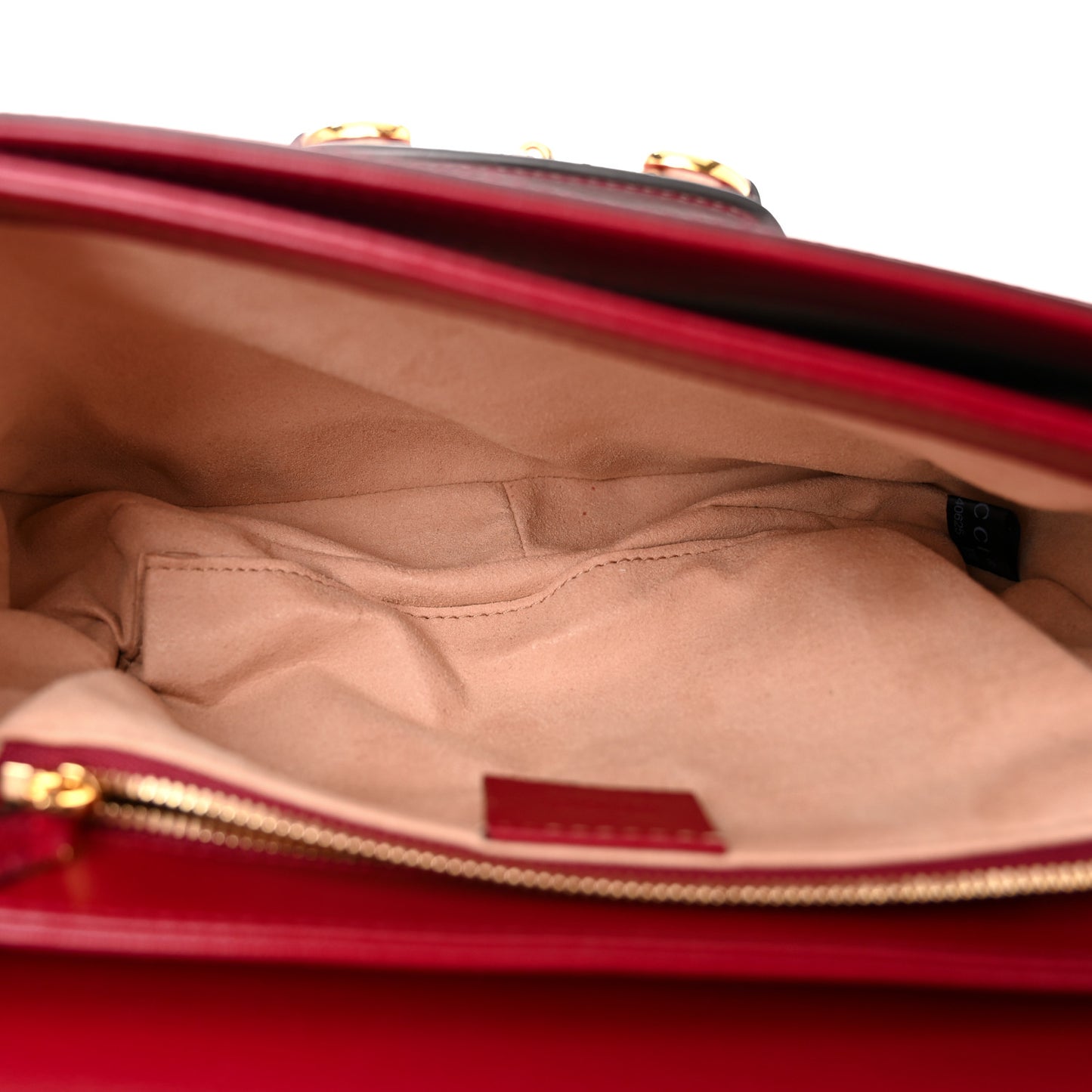 GG Supreme Monogram Azalea Calfskin Horsebit 1955 Shoulder Bag Beige Ebony New Cherry Red