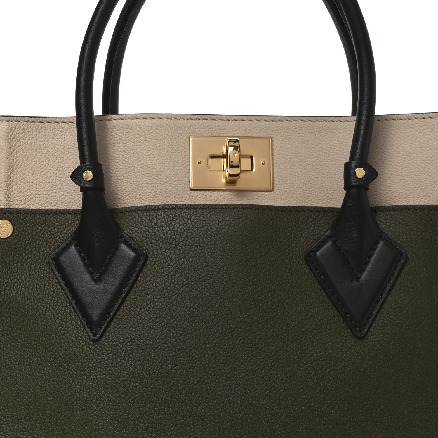 Louis Vuitton Calfskin Monogram On My Side MM Laurier Green Toffee Latte Beige 7 of 9