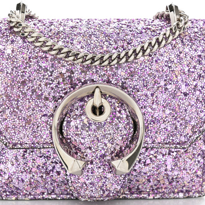 Jimmy Choo Coarse Glitter Mini Paris Crossbody Pink Violet 7 of 9