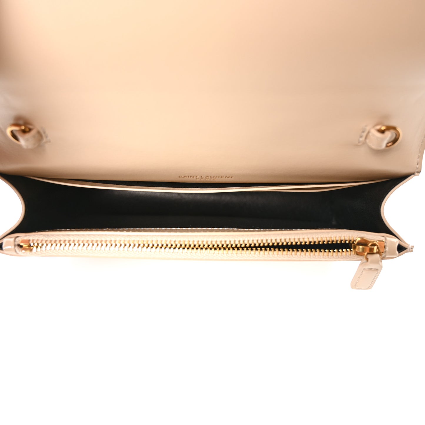 Patent Monogram Classic Kate Tassel Chain Wallet Dark Beige