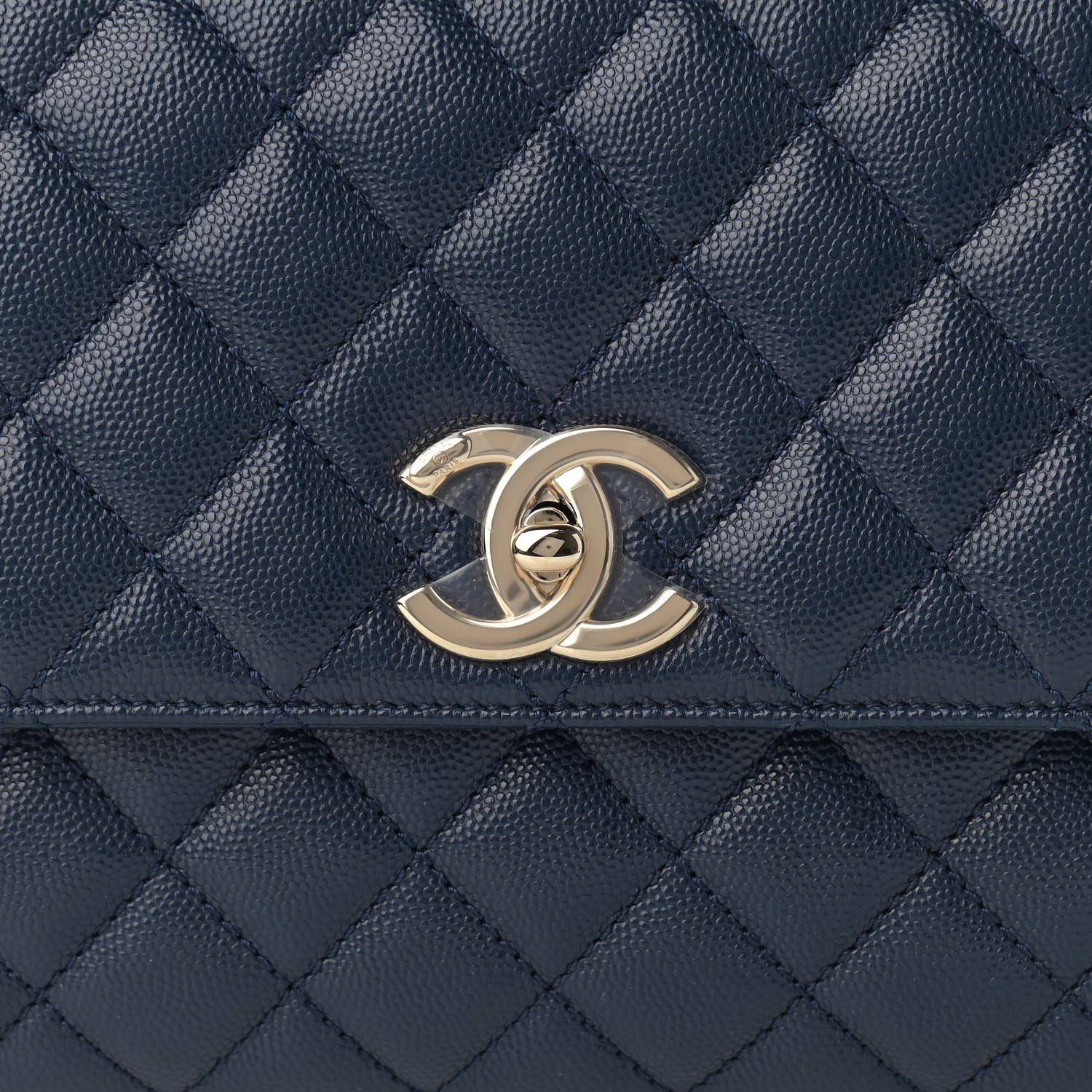 Chanel Caviar Lizard Embossed Quilted Small Coco Handle Flap Navy Blue 8 of 10