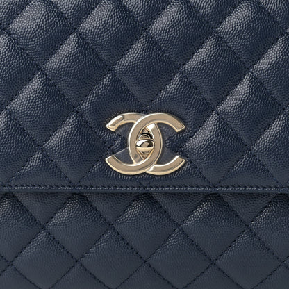 Chanel Caviar Lizard Embossed Quilted Small Coco Handle Flap Navy Blue 8 of 10